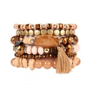 Boho stackable bracelets in Brown